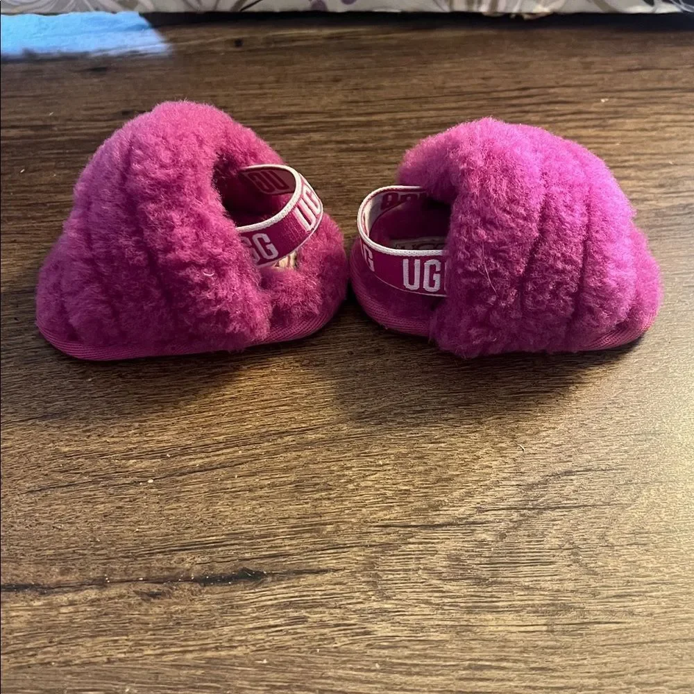 UGG Fuzzy Magenta Kids Slippers